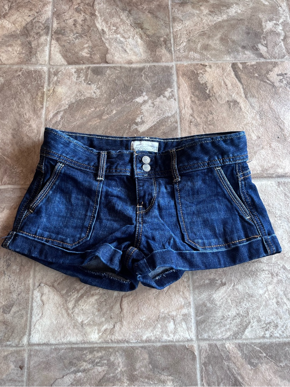 Aeropostale Dark Blue Denim Y2K Style Low-Rise Micro Jean Shorts Jorts